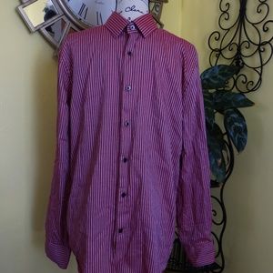 EXPRESS RED STRIPE BOTTON SHIRT SIZE L